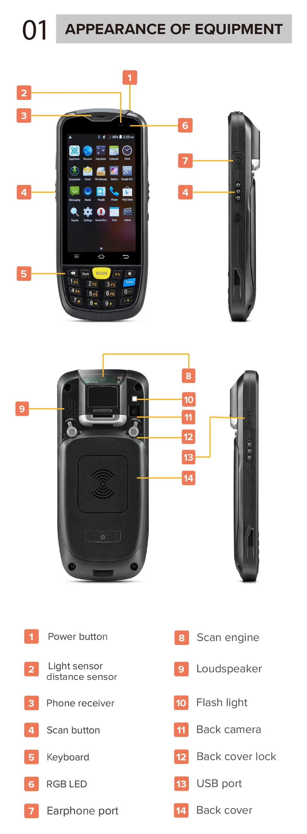 Leitor sem Fio Áspero do Código de Barras do Terminal Coleção de Dados do Armazém 2d do Coletor de Dados de Android Wifi Bluetooth Gps Nfc Pda 1d 4g 12 Leitor sem fio áspero do código de
