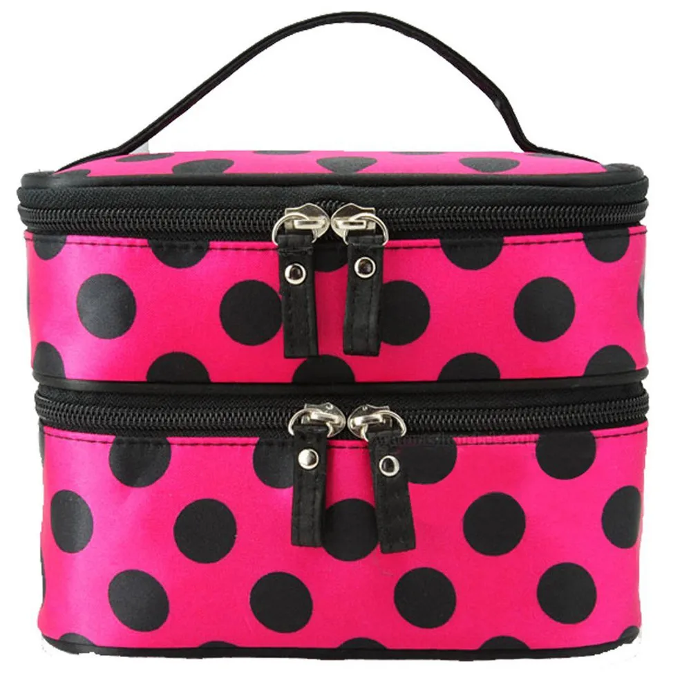 Cosmetic Bag Desk Makeup Organizer Case Double Layers Sitting