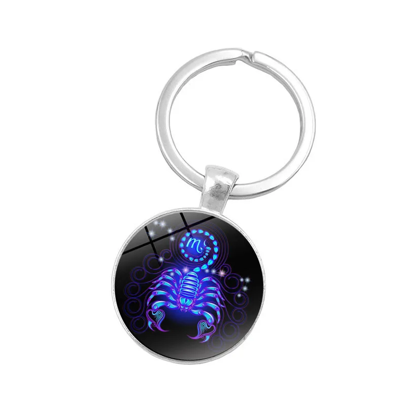 

DIY Zodiac Sign Keychain 12 Constellation Leo Virgo Libra Scorpio Sagittarius Pendant Double Face Keyring Key Holder Birthday