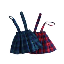 2018 Kids Skirts For Baby Girl Summer Fall Plaid Skirt Toddler Girl Suspender Pleated Skirts England Style Child School Clothes
