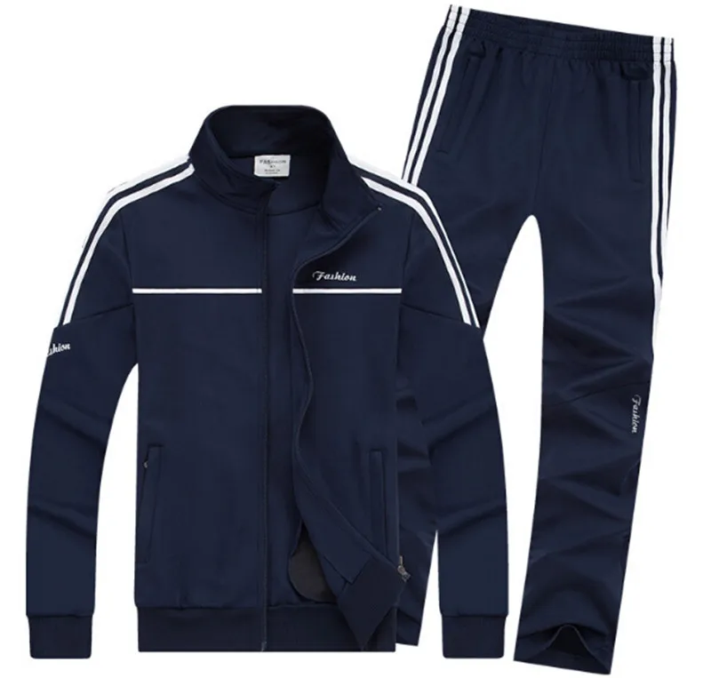 2017 New Sporting Suit Men Autumn Long Sleeve Fashion Sportswear Casual Hoodies+Pant 2 Piece Set Letter Striped Tracksuit3