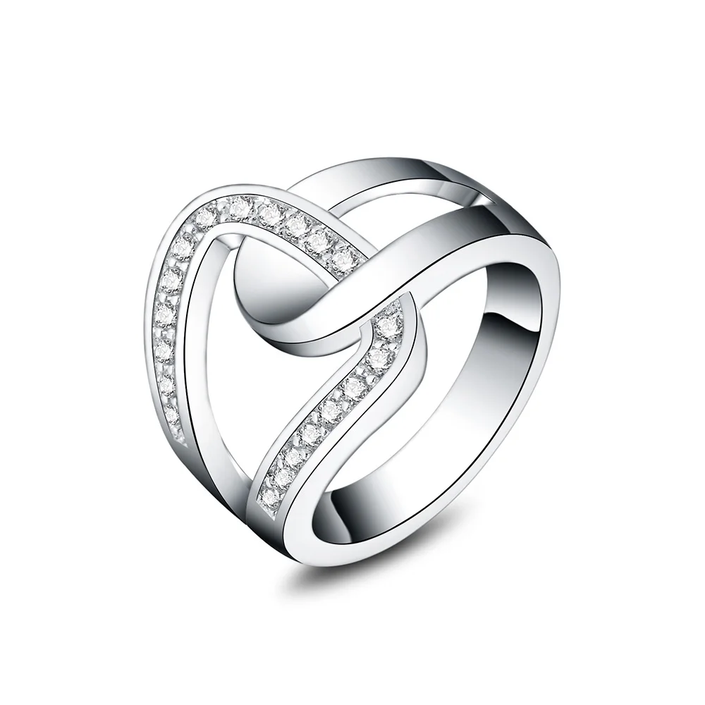 

Specials exquisite vintage silver plated jewelry Fashion beautiful woman shiny Crystal Ring R634
