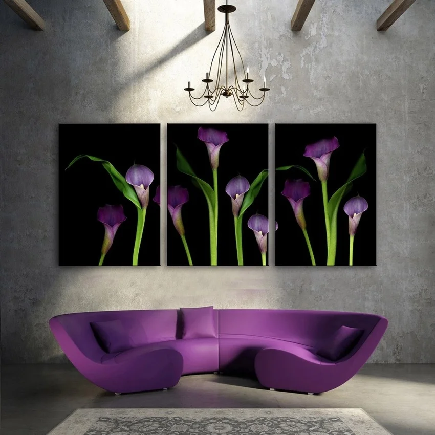 

3pcs Pastoral Home Decoration Art HD Print Flower Oil Painting Canvas,Living Room Bedroom Etc. Wall Paintings Calla Pictures
