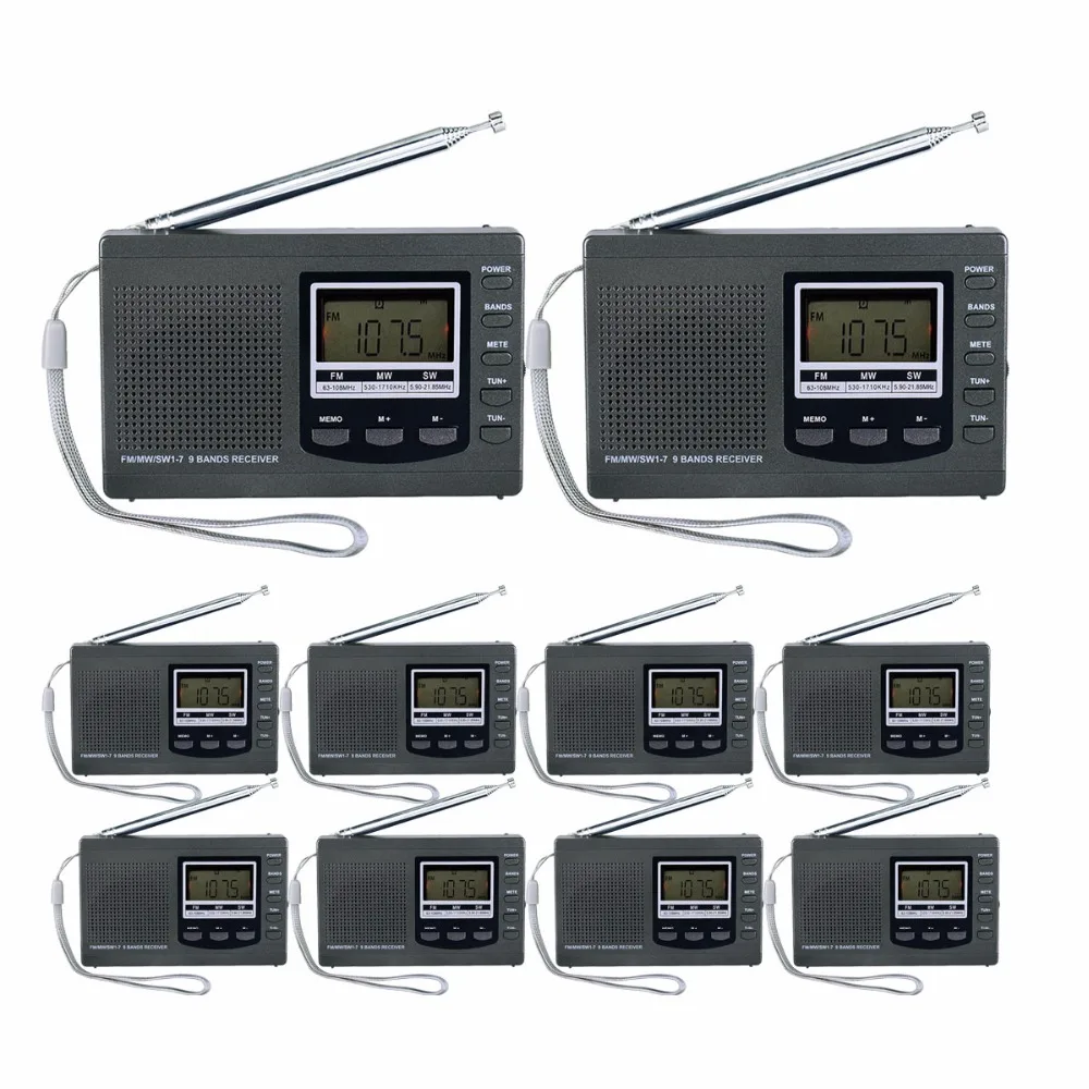 

10 pcs Pocket Radio 9K Portable DSP FM/MW/SW Receiver Emergency Radio Digital Alarm Clock Automatic Search Radio Station Y4408H