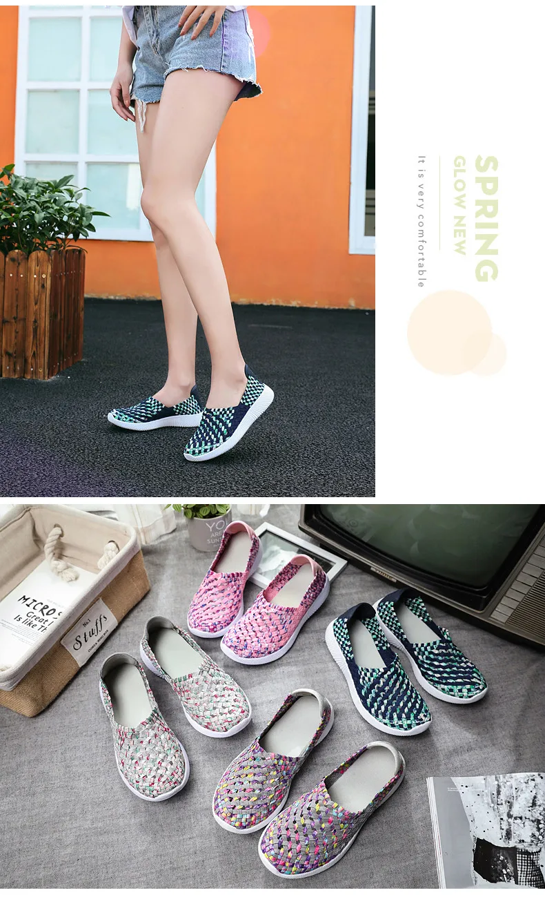 2019 spring women flat shoes light flat loafers shoes Breathable Driving Shoes walking woven shoes for ladies loafers (11)