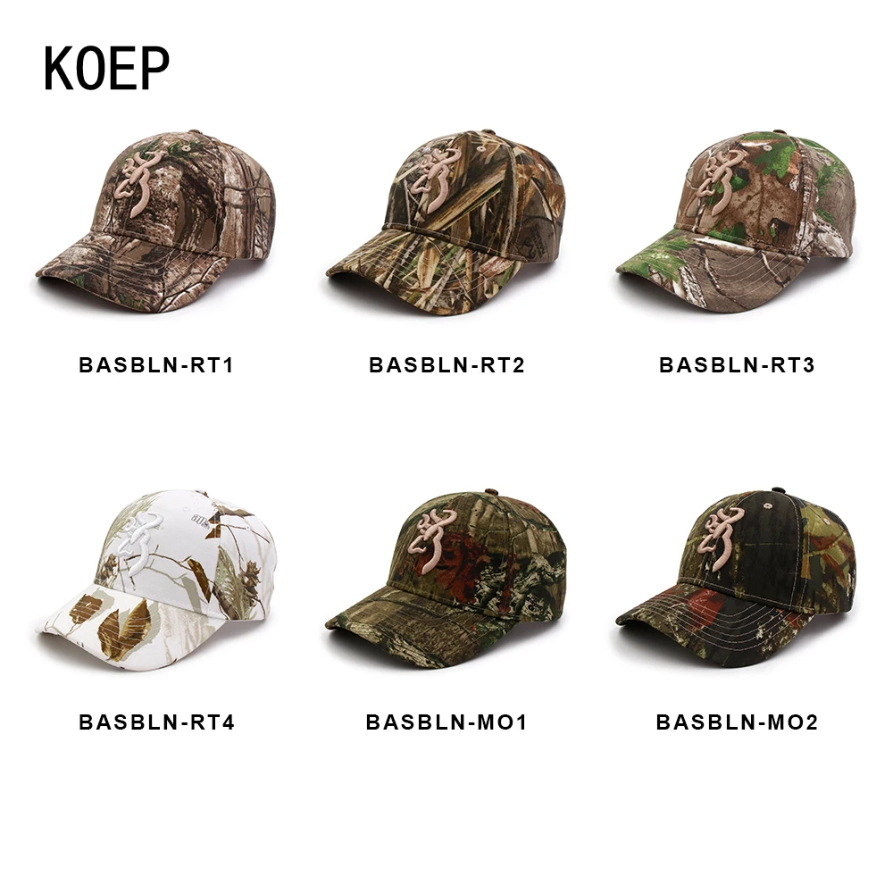 KOEP Browning Camo Baseball Cap Fishing Caps Men Outdoor Hunting Camouflage Jungle Hat Airsoft Tactical Hiking Casquette Hats