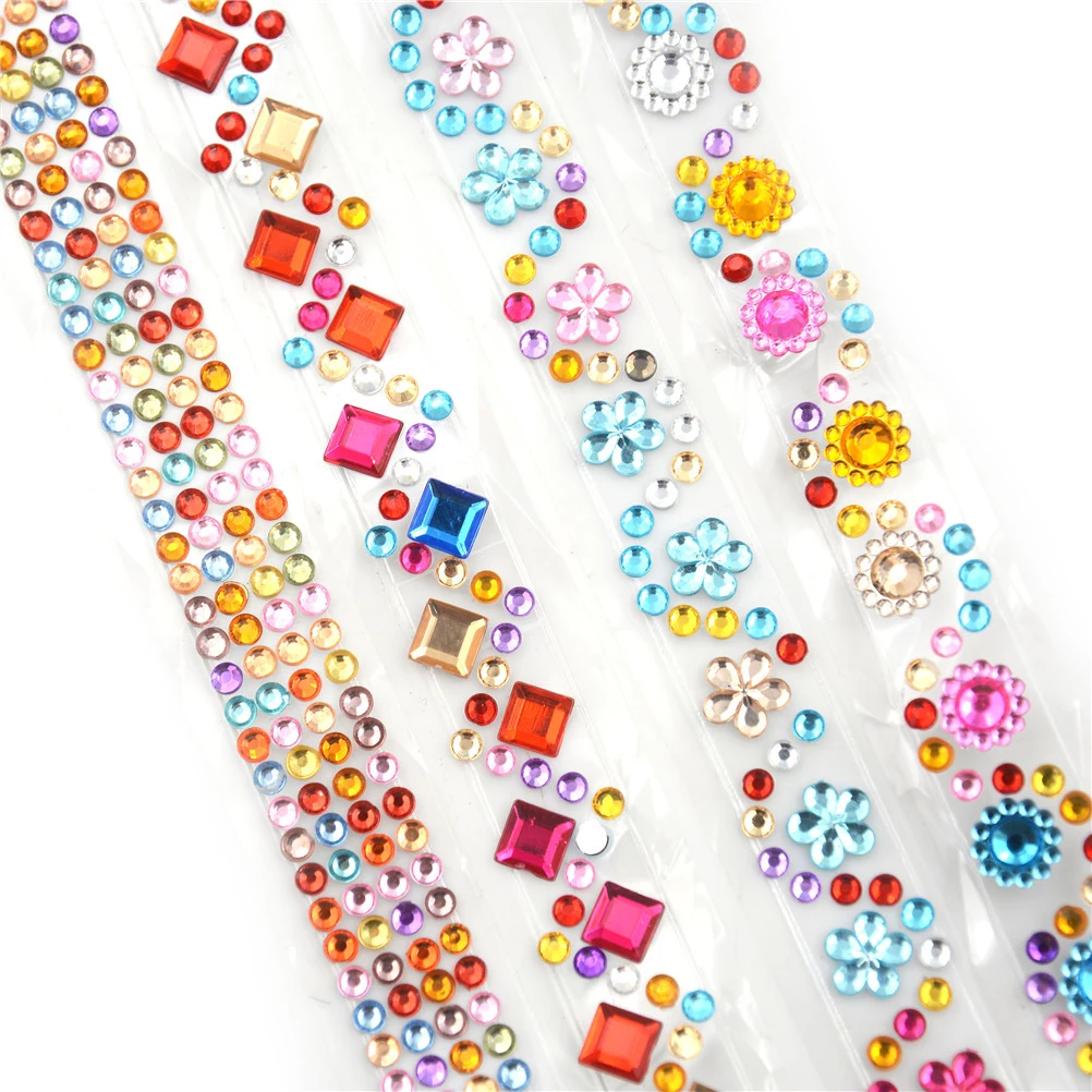 

HOT 4pcs/lot DIY Hand Craft Materials Album Photo Frame Decoration Crystal Diamond Scrapbook Stickers Tape Sheets gift for girls