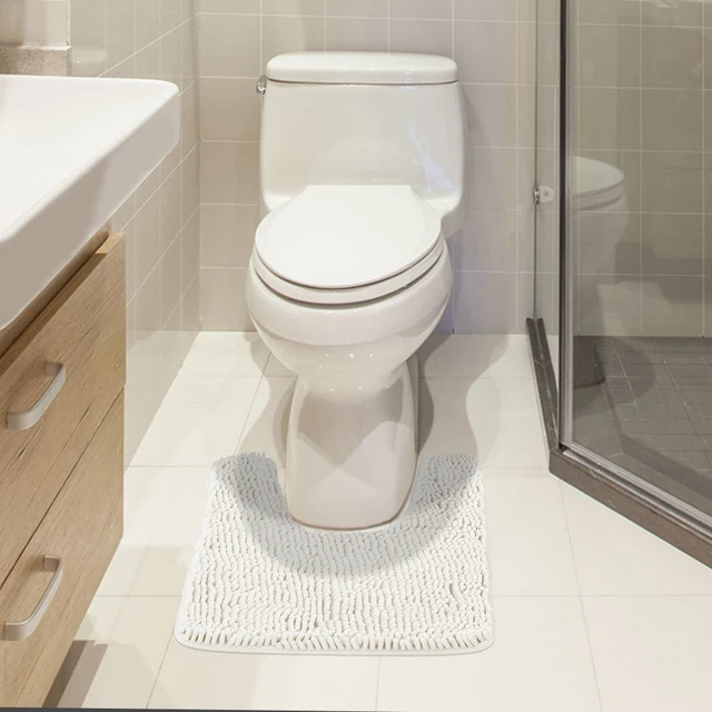 U vormige Zachte Chenille Badkamer Rug antislip Waterabsorberend ... U vormige Zachte Chenille Badkamer Rug antislip Waterabsorberend ...