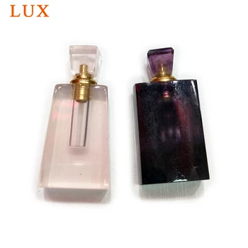 

Natural Rose Quartzs fluorite Perfume Bottle Pendants genuine gems stone Magical Medicine necklace Essential Oils Diffuser