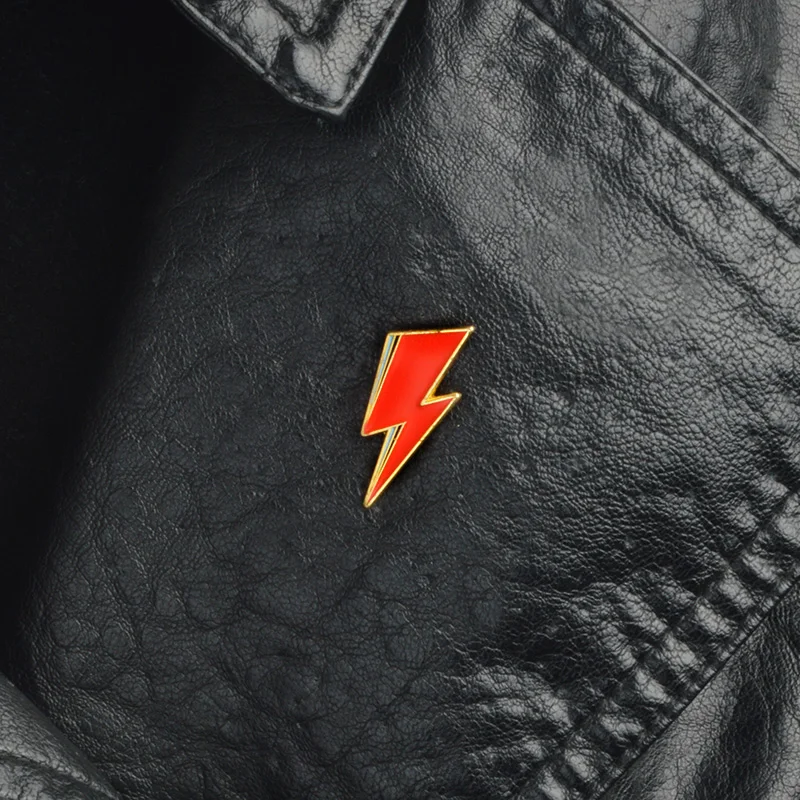 Red Flash Brooch Weather icon Lightning Enamel Pin Leather Coat Badge Couple Jewelry Friends Gifts