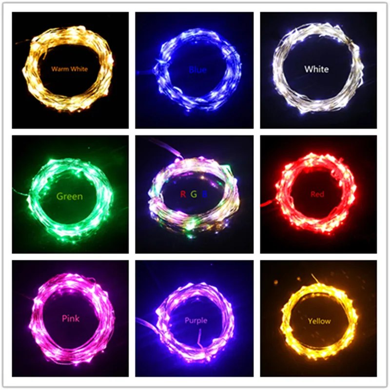 구리 와이어 LED 스트링 조명, 100 LED, 시원하고 따뜻한 화이트 블루 페어리 스트링, 크리스마스 웨딩 파티 장식, DC 12V, 33ft/10m
