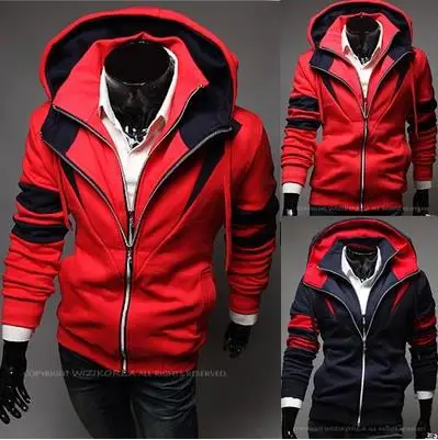 The New Autumn/winter new style men's zip up Casual coats Cardigan Contrast fake two piece sweater Hoodies 2 Colors M-XXL H353 | Мужская