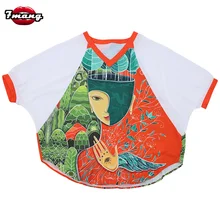 7 Манг XS-XL Летняя женская уличная Харадзюку оранжевая белая свободная футболка с принтом v-образный вырез три четверти рукав летучая мышь тройники