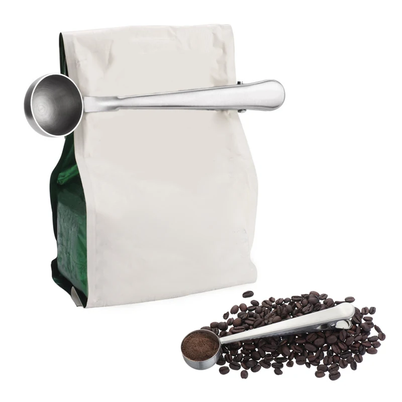 Hoomall 1 шт. мерный совок для кофе и чая ложки, кухонные принадлежности 1 чашка молотый кофе инструменты из нержавеющей стали кофейный Совок с зажимом