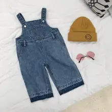 Новое поступление, джинсовые комбинезоны для девочек осенние модные джинсовые Широкие штаны для девочек 1-7 лет, PX345