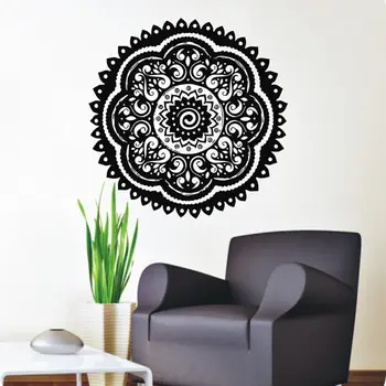 

PVC Wall Decals Mandala Indian Yoga Flowers Wall Stickers Om Vinyl Sticker Bedroom mural Muslin Window Showcase Decor D193