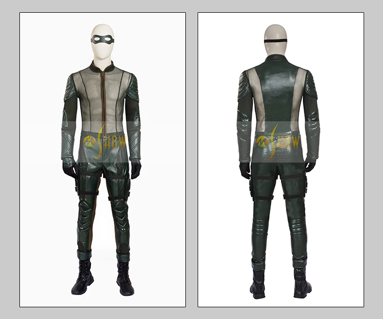 Зеленая Стрела сезон 5 Оливер Квин косплей костюм для мужчин из искусственной кожи Куртка с капюшоном Хэллоуин вечерние костюм Оливер Квин полный комплект