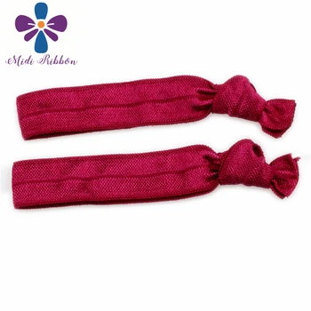 

5/8"16mm 100 pcs/bag Wine Solid Color Fold Over Elastic Ribbon Knotted Hair Band Making DIY Ponytails Clothing Decor 9.5cm