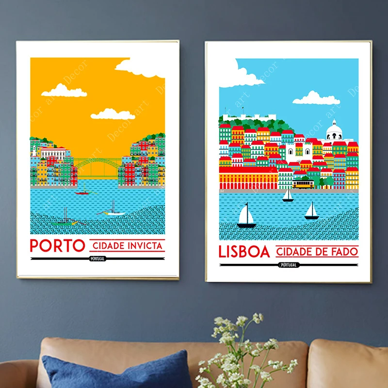 

Lisbon Portugal Estoril Costa Travel Canvas Paintings Vintage Wall Kraft Posters Coated Wall Stickers Home Decor Pictures Gift