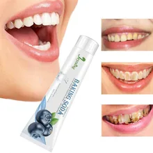 110 г фруктовая Сода отбеливающая зубная паста Ярко-белая удаляет пятна зубов Зубная паста Освежающая зубная паста Удаляет налет