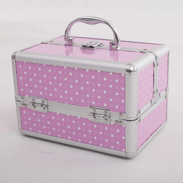 Портативная коробка для хранения, органайзер для макияжа, красная шкатулка для украшений, косметический чемодан-органайзер, женские дорожные милые контейнеры для хранения косметики - Цвет: 24cm fenzuan