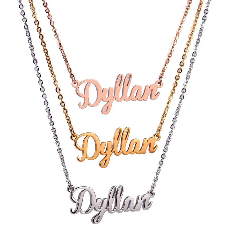 2018 Personalized Customer Name Necklace Stainless Steel Gold Pendant Motto Devotion Lovers Romantic Gifts Handmade jewelry | Украшения и