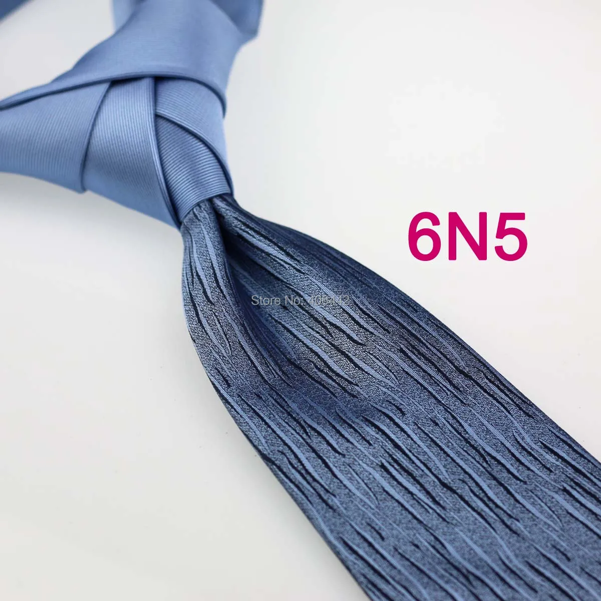 

Yibei Coachella ties Blue Knot Contrast Blue Gray Stripes Necktie Patchwork Formal Neck Tie quality tie Gravata