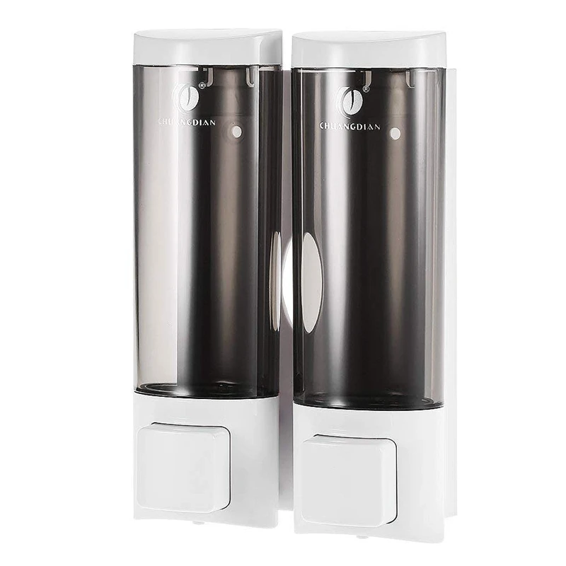

Chuangdian Wall Mount Manual Soap Dispenser Double Liquid Shampoo Shower Gel Dispenser