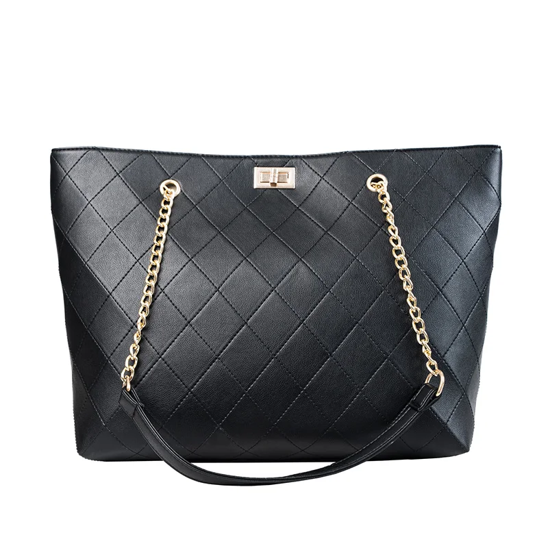 

2019 New Luxury Brand Plaid bags for women Large Female Handbags Designer Black Leather Messenger Tote Bag sac main femme