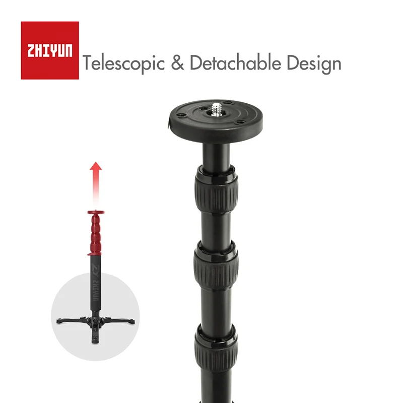 

Zhiyun Telescopic Monopod for Zhiyun Crane 2 Handheld Gimbal Stabilizer with 1/4" Mounting Screw Black Multifunctional Stand