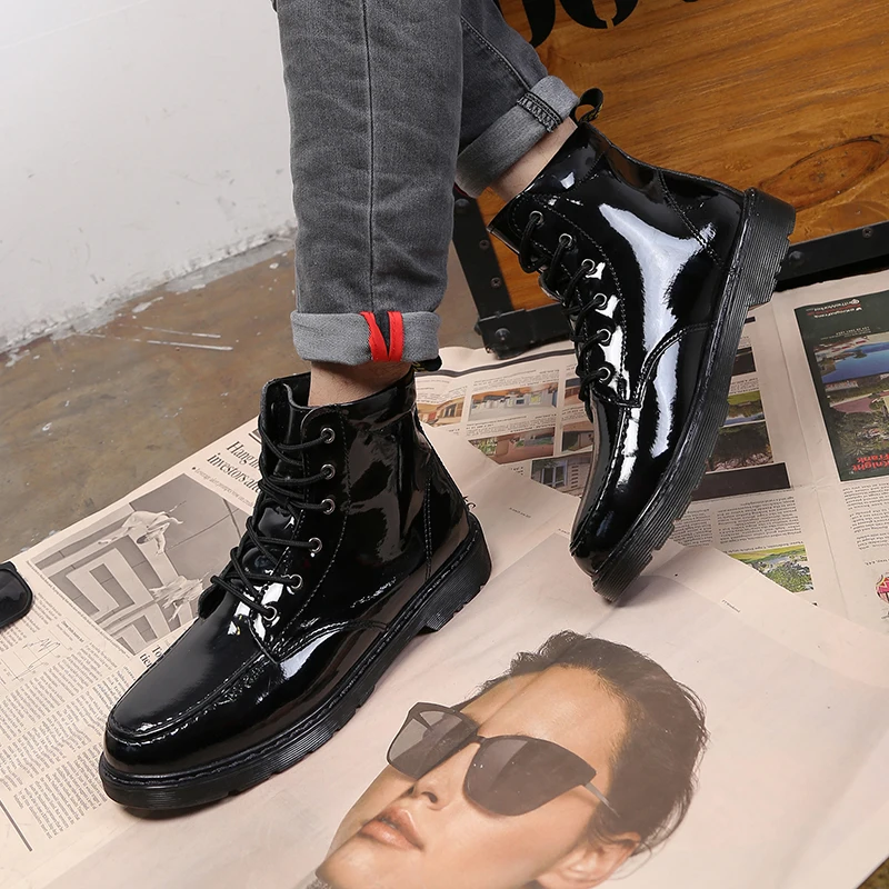 

CNFIIA Shoes Men Black Winter Fur 2018 Warm Snow Boots Male Outside Walking Casual Footwear Motocycle Boots Lace Up High Quality