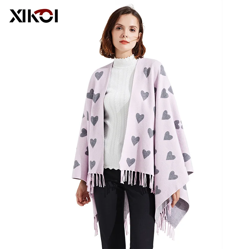 XIKOI Women Wrap Swing Sweater Knitting Design Novelty Tassel Thick Women Designer Knitted