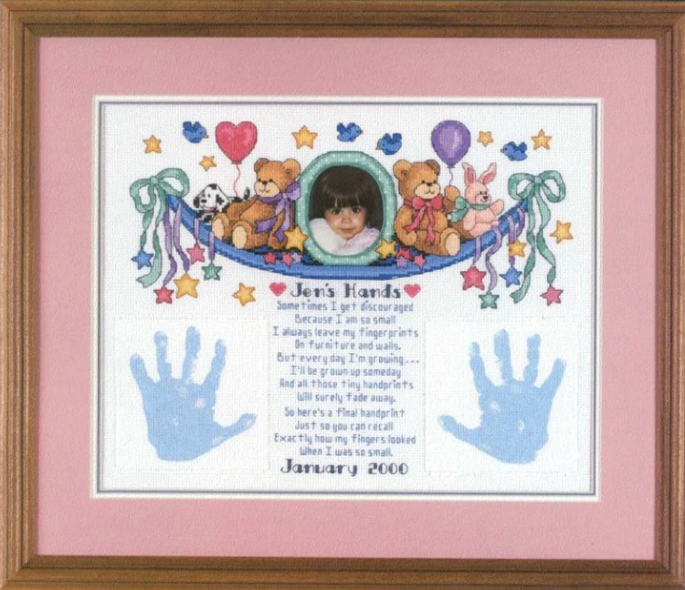 

Craft Stich Cross Stitch Birth Certification Photo Hands Cotton Fabric Needlework Embroidery Crafts Counted Cross-Stitching Kit