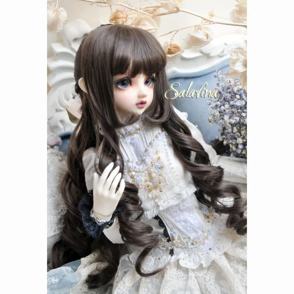 Allaosify 1/3 1/4 1/6 bjd кукла парик высокая температура шелк парик черно-коричневый длинные вьющиеся волосы синтетический волос - Цвет: 4