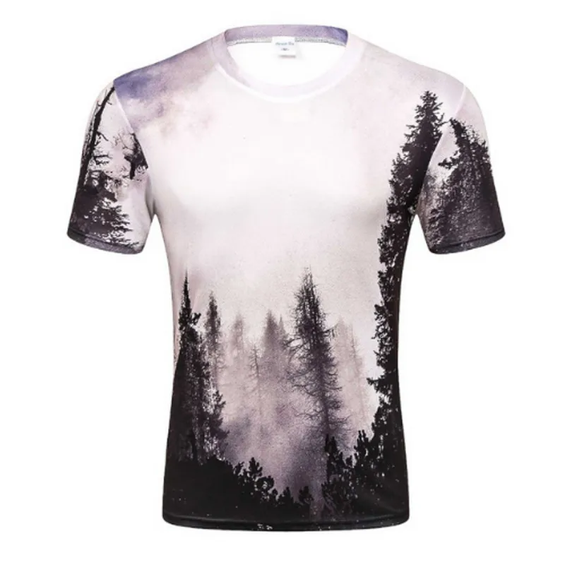 

2019 New Arrivals Mens 3d T-shirt Print Winter Forest Trees Quick Dry Summer Tops Tees Brand Tshirts Plus Size