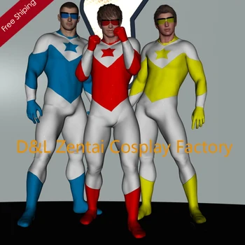 

Free Shipping DHL Adult 2015 Stars Super Hero Lycra Spandex Zentai Catsuits Without Hood in 3 Colors LS1457