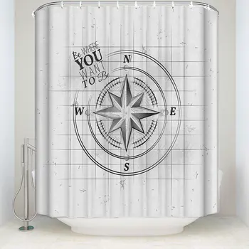 

Waterproof/Water-Repellent&Antibacterial Eco Friendly Shower Curtain Compass Art Illustrator Print