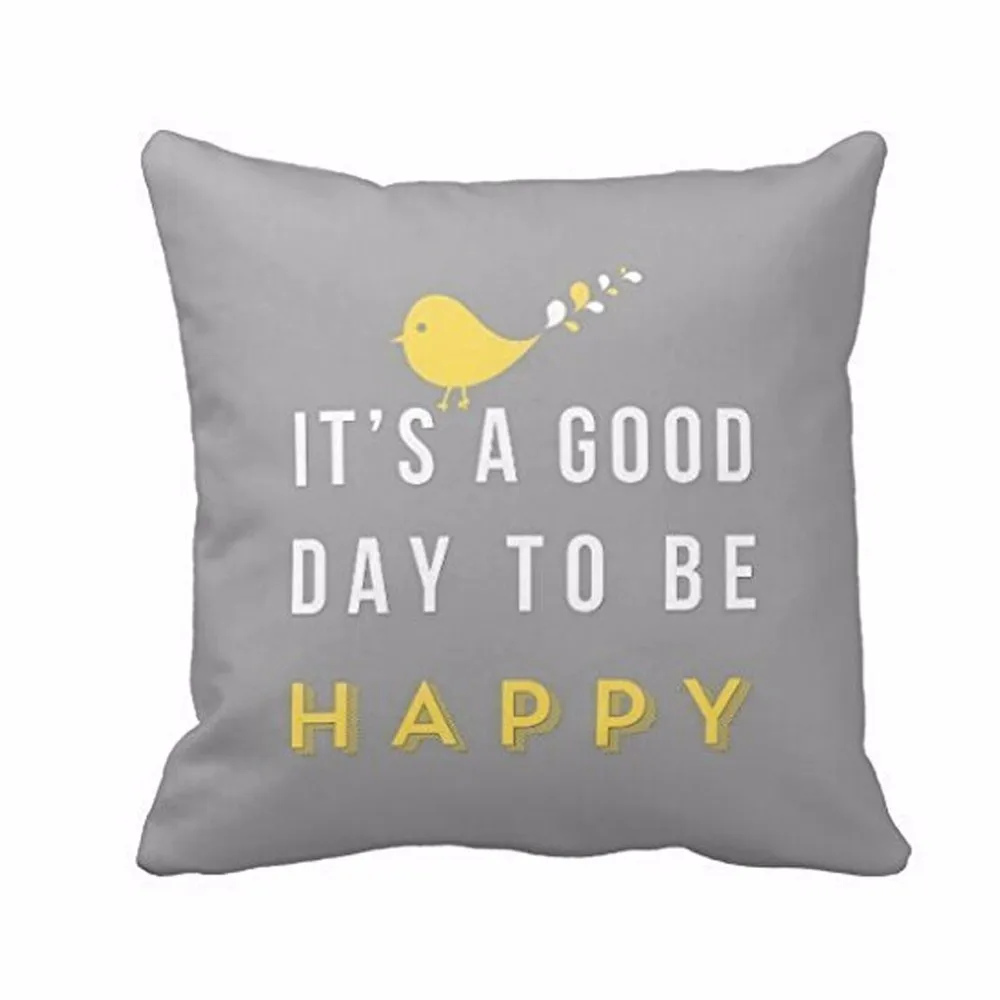

2019 Yellow Bird Letter Square Throw Pillow Case Cover Home Decorative Pillowcase Covers for home pillow cases home