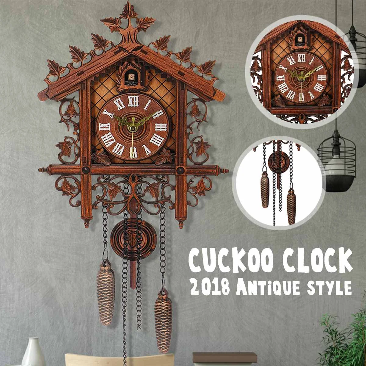 1 piezas CML-002 Vintage Handcraft madera cucú Reloj de pared árbol casa columpio pared reloj arte decoración para el hogar 1 piezas CML-002 Vintage Handcraft madera cucú Reloj de pared árbol casa columpio pared reloj arte decoración para el hogar