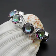 Модная бижутерия Hermosa большой круг синий двухцветное стекло 925 браслеты из стерлингового серебра 8 дюймов регулируемые