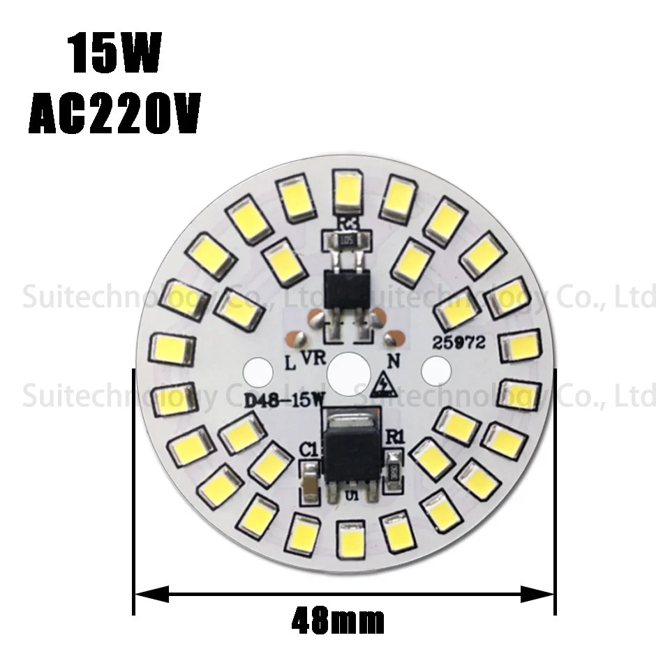 10 шт. AC220v светодиодный pcb SMD2835 3 Вт 5 Вт 7 Вт 9 Вт 12 Вт 15 Вт интегрированный ic драйвер белый/теплый белый светильник источник для светодиодный лампы потолочный светильник - Испускаемый цвет: 15W  AC220V