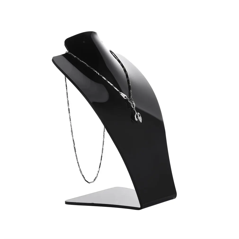 Black Plexi Glass Necklace Display Stand Holder Mannequin Necklace