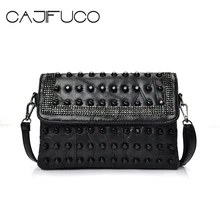 CAJIFUCO, Европейский, американский стиль, Шипованные Сумки через плечо, металлические заклепки, дневной клатч, овчина, Лоскутная сумка, крутые шипы, сумка на плечо