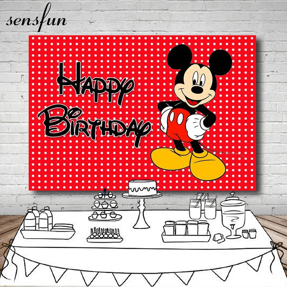 

Sensfun Red Mickey Photography Backdrop Polka Dots Girls Boys Birthday Party Backgrounds For Photo Studio 7x5FT Vinyl Polyester