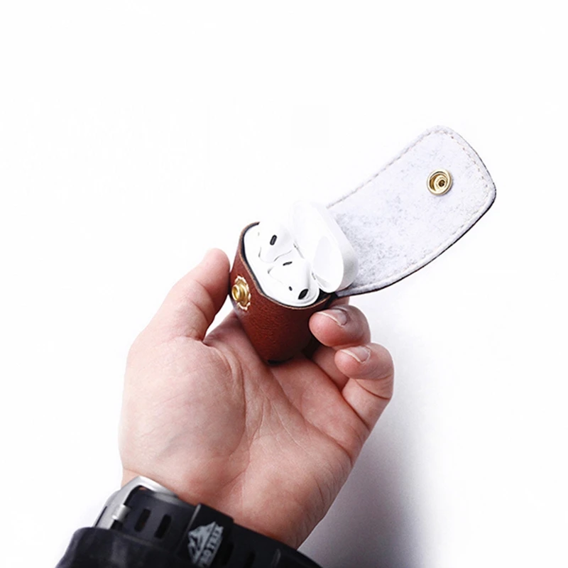 Футляр для наушников Airpods кожаный защитный противоударный чехол ручной работы