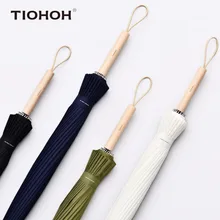 

Tiohoh 24K Maple Umbrella Rain Women Men Solid Color Telfon Pongee Cloth Waterproof Long Handle Umbrellas Windproof Paraguas