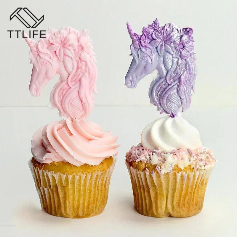 TTLIFE Единорог голова силиконовая форма для помадки, пирога, печенья Sugarcraft украшения DIY Инструменты шоколадные кондитерские формы для выпечки