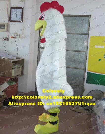 Weiß Huhn Chook Hahn Hahn Henne Küken Maskottchen Kostüm Erwachsene Cartoon Charakter Begrüßen Die Gäste Schönheit Parlor zz5505