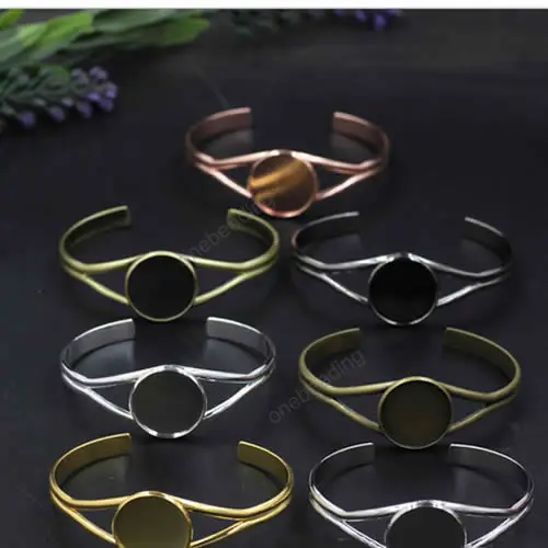 

Fit 20mm Cabochons Copper Bracelet Base Bangle Blank Round Vintage Pattern For DIY Bangle Bracelets Tray Making 2pcs/lot K05244
