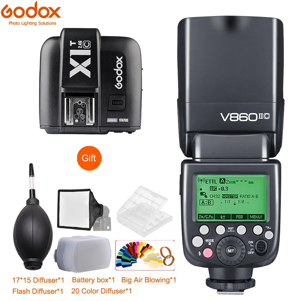 Godox V860II-S V860II-C 860II-N V860II-F V860II-O TTL HSS литий-ионный аккумулятор вспышка + X1T триггер для
